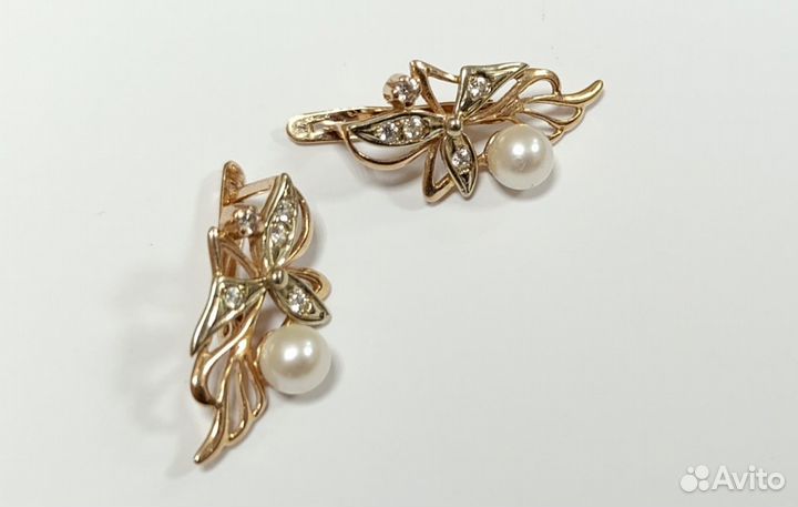 Серьги с жемчугом золото 585 пр. вес 4,4 гр