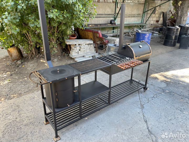 Мангал барбекю гриль с печкой под казан
