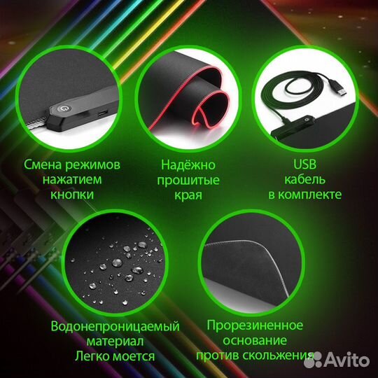 Игровой коврик для мыши с подсветкой