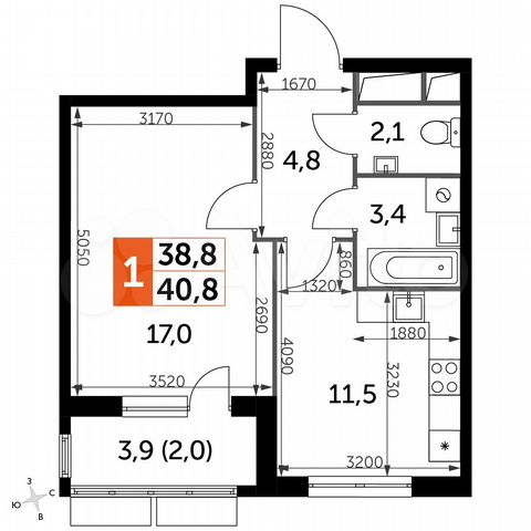 1-к. квартира, 40,8 м², 7/16 эт.