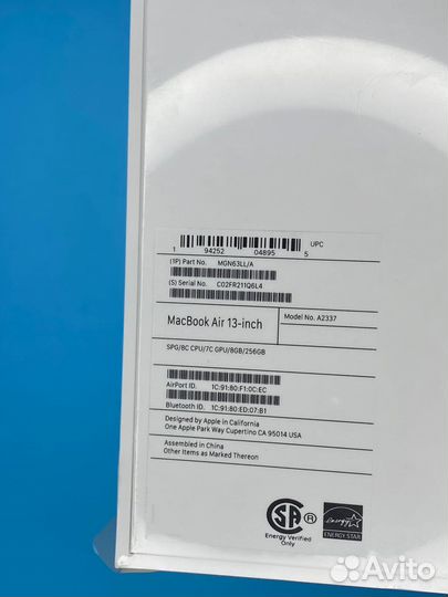 New Macbook Air 13 M1 (2020) 256gb Space Gray