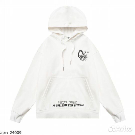 Худи Evisu hand draw белое