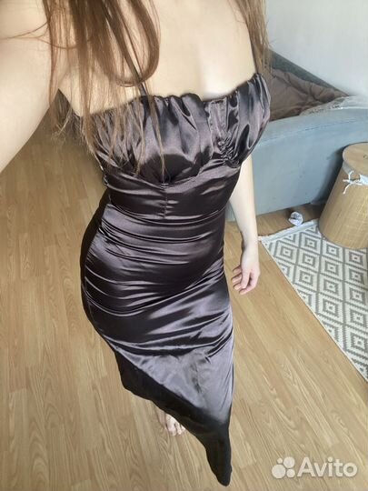 Атласное Платье миди ASOS