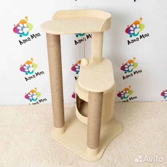 Домик для кошек, с когтеточкой Арт 35. Новый 110см