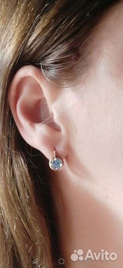 Серьги золото 585 2,8гр с голубыми топозами