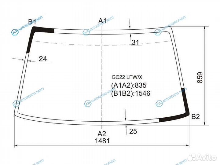 GC22 lfwx Стекло лобовое nissan vanette largo 87-9