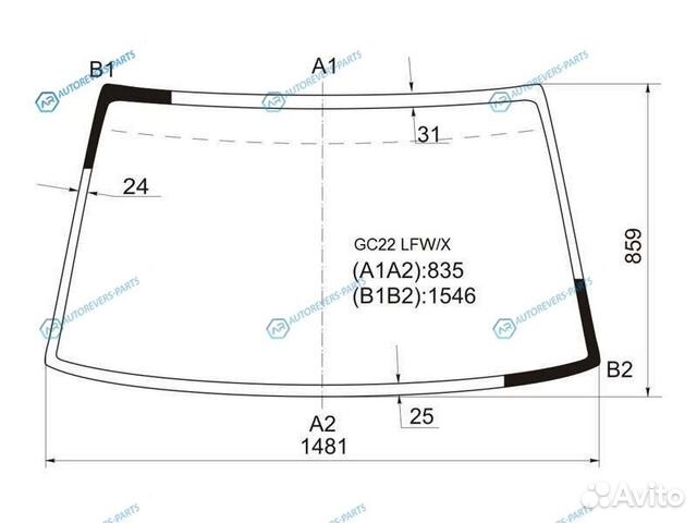 GC22 lfwx Стекло лобовое nissan vanette largo 87-9