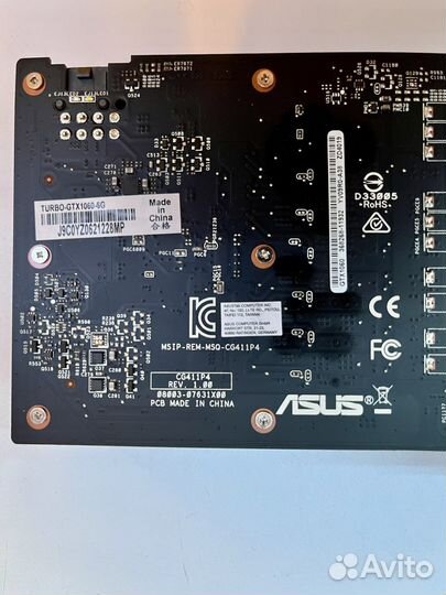 Видеокарта asus GeForce GTX 1060 turbo 6 Gb