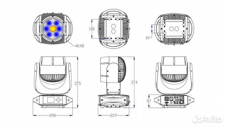 Silver star SS9662xlem neptune300 WBS, Поворотная всепогодная гибридная wash «голова» с 4-мя эффекта