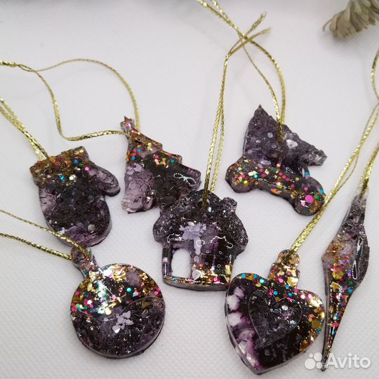 Елочные игрушки из эпоксидной смолы