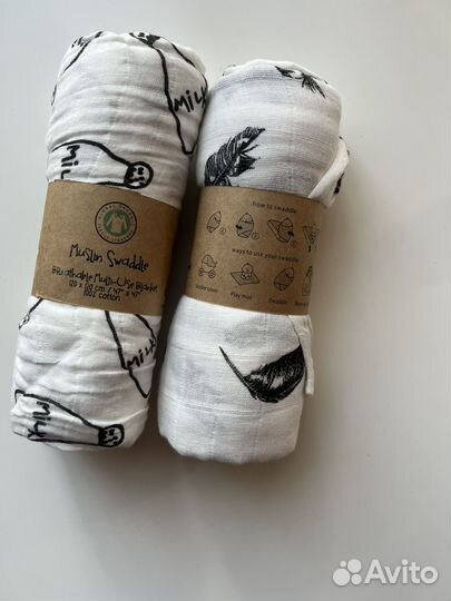 Муслиновые пеленки новые 2 шт