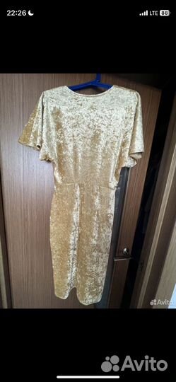 Роскошное платье Zarina бархат XS золотое