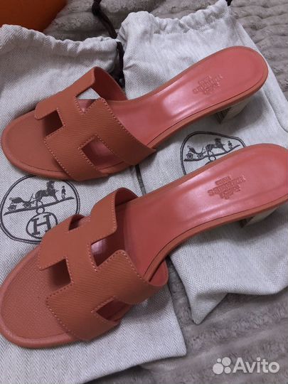 Шлепанцы hermes натуральная кожа