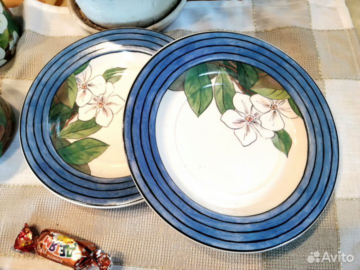 Лот из двух чайных пар Gien France. 1989-1998 гг