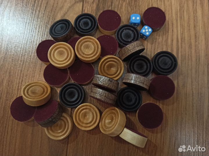 Деревянные шашки фишки для нард 28*10 мм с лаком