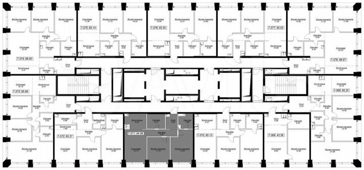 2-к. квартира, 64,9 м², 28/55 эт.