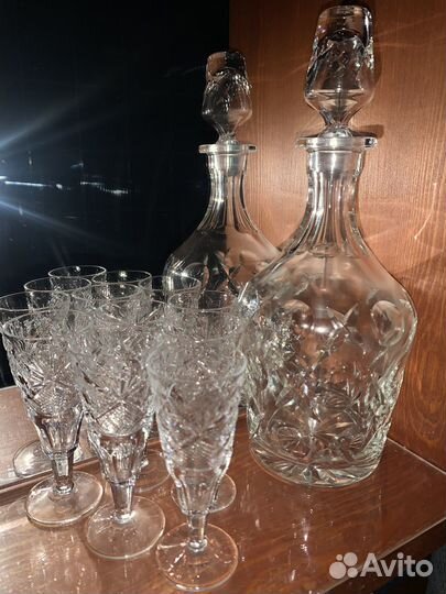 Графин/штоф хрустальный СССР +рюмки