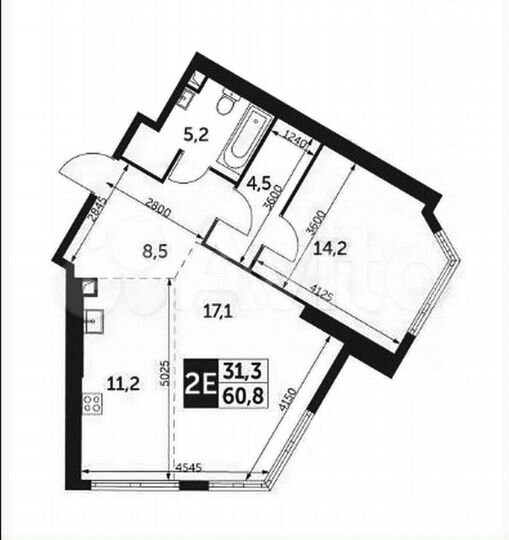 2-к. квартира, 60,8 м², 32/46 эт.