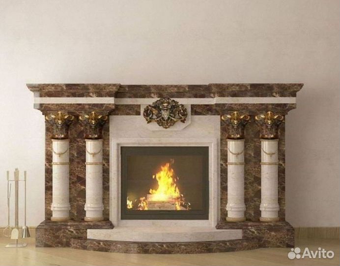 Камин из белого мрамора