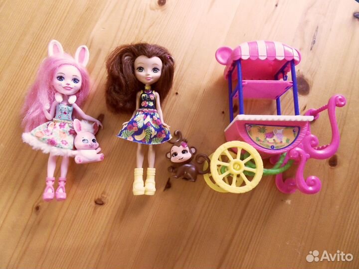 Энчантималс Обезьяна Заяц Тележка Цена за все