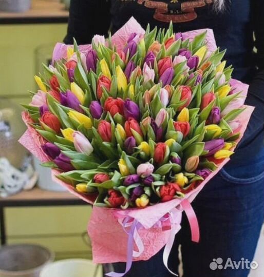 Тюльпан крупный лавандовый оптом в Москве