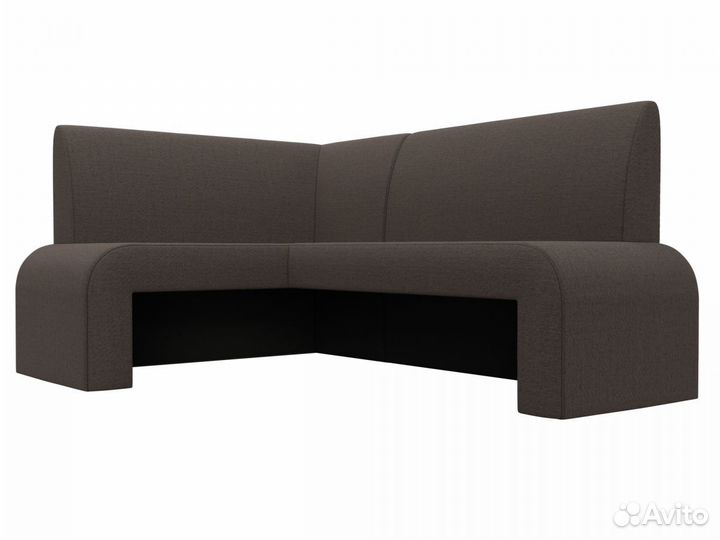 Диван кухонный угловой Кармен левый угол, рогожка, амур коричневый