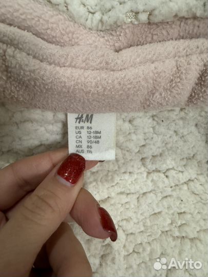Утепленное пальто hm для девочки 86
