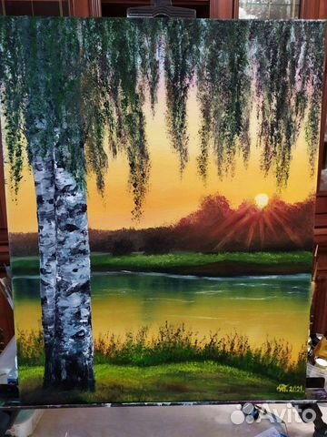 Закат. Картина маслом. Холст на подрамнике