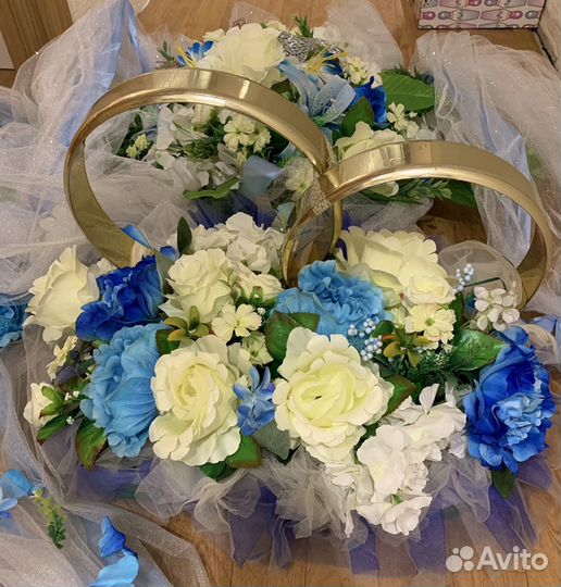 Украшения кольца на машину свадебные