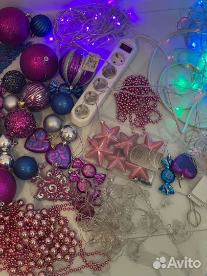 Елочные игрушки новогодние гирлянды пакетом