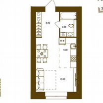 1-к. квартира, 29,7 м², 5/16 эт.