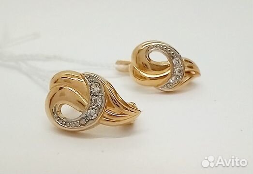 Золотые серьги с фианитом