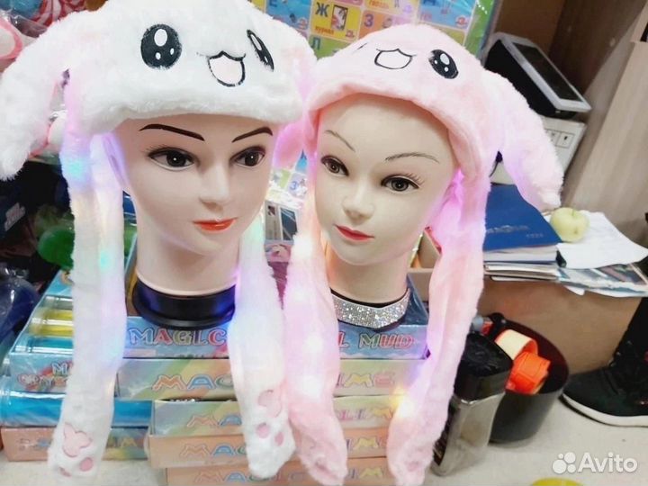 Шапка игрушка пикачу с двигающимися ушами детская