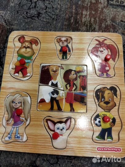 Деревянные пазлы вкладыши Барбоскины