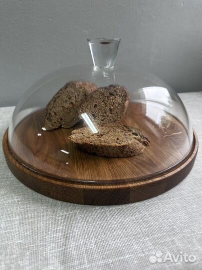 Клош стеклянный тортовница дуб