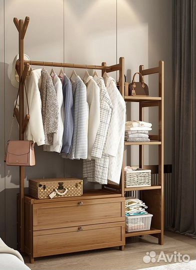 Вешалка для одежды напольная из бамбука