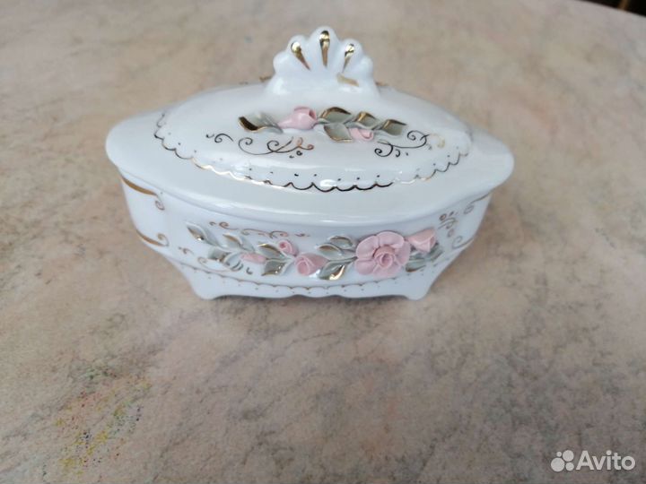 Шкатулка, Кисловодский фарфор, ручная работа
