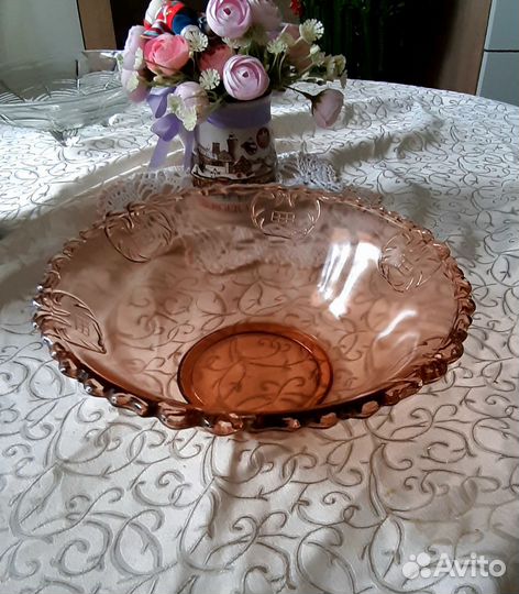 Ваза карамельное стекло, креманки Индия, ретро