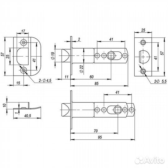 Защелка ajax 6082 ср-Е ключ-фиксатор, хром