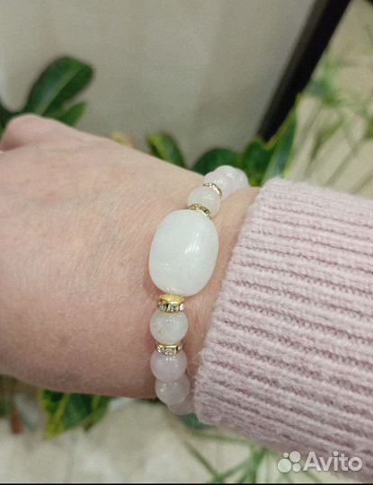 Браслеты из розового кварца