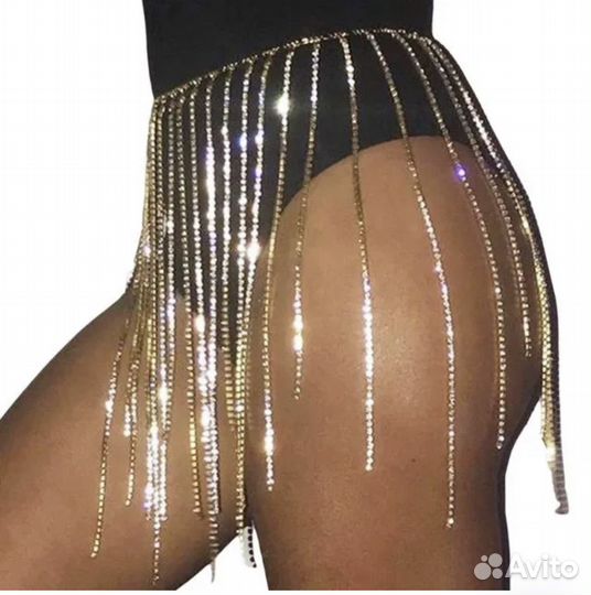 Пояс цепочка со стразами