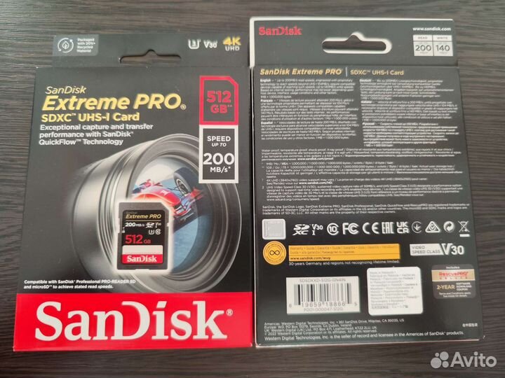 Карта памяти sdxc 512Gb Sandisk Extreme Pro флешка