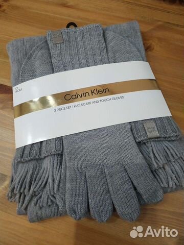Новый набор Calvin Klein шапка, шарф, перчатки