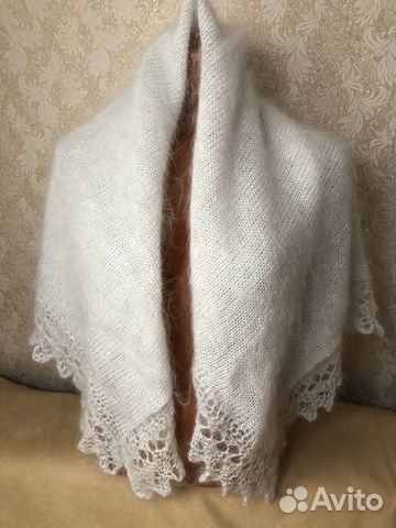 Пуховая белая шаль, платок