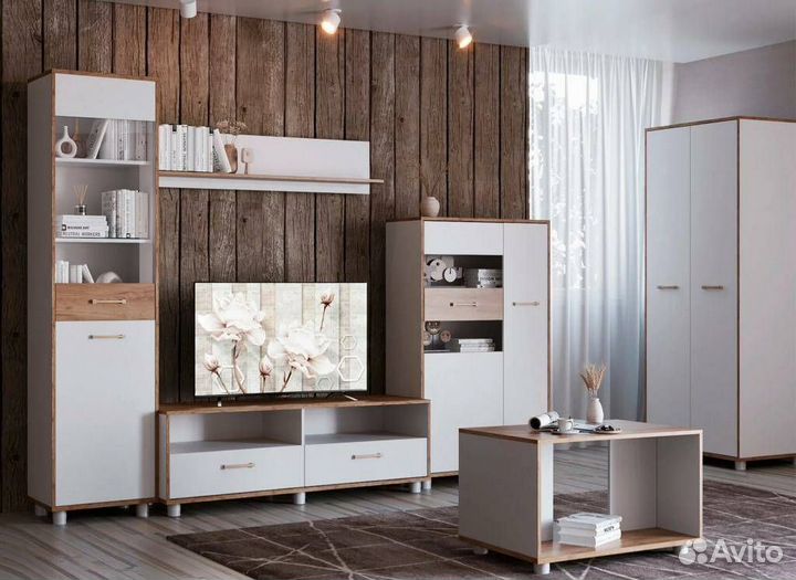 Модульная гостиная Свен-3 крафт дуб золотой/белый