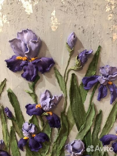 Картина «ирисы» скульптурная