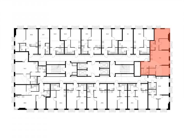 3-к. квартира, 71,1 м², 10/30 эт.