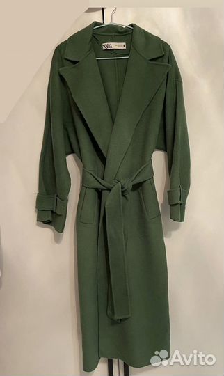Зеленое пальто zara, размер s