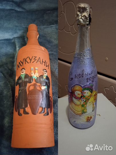 Бутылка глиняная и стеклянная