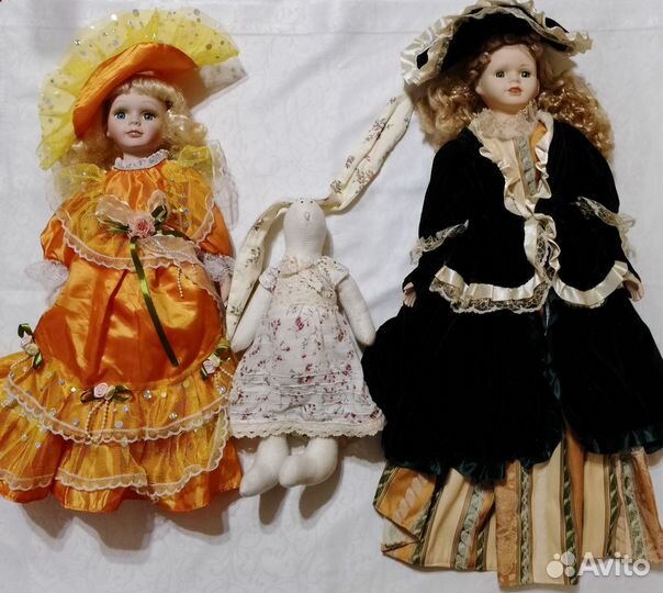 Кукла фарфоровая коллекционная заяц тильда